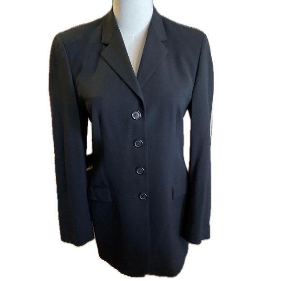 Piazza Sempione Black Rayon Button Up Blazer size 40 vintage PRISTINE - Picture 1 of 13
